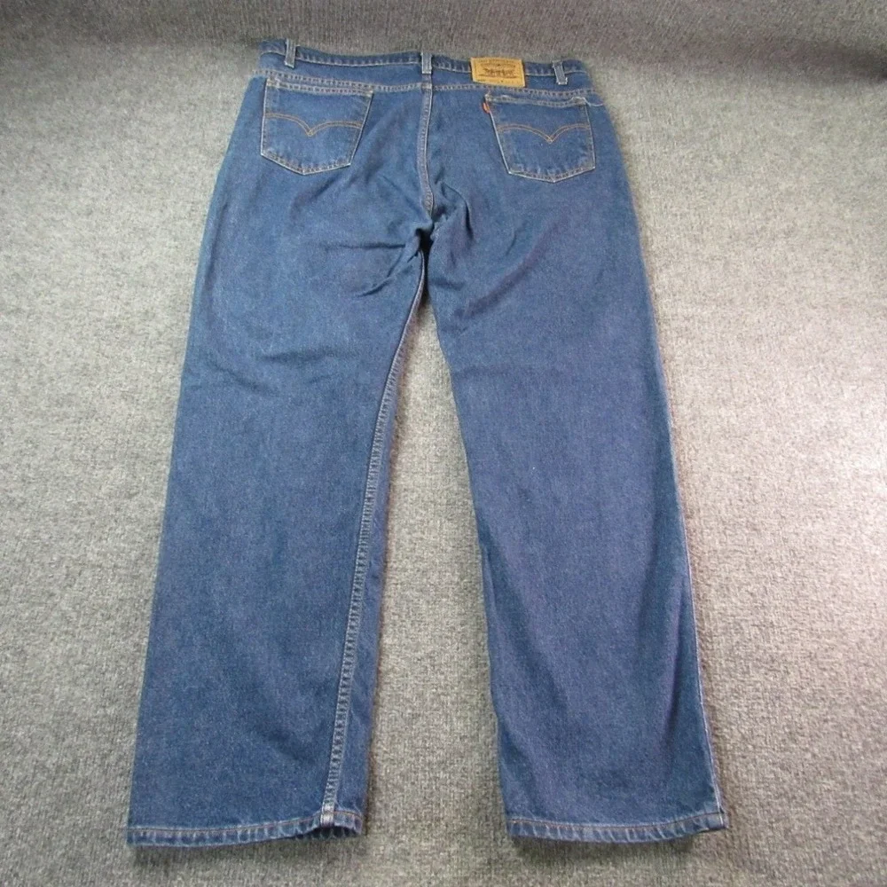 Vintage Levis 505 Jeans Mens 42x32 Blue Denim Orange Tab Black Bat Wing May 1996